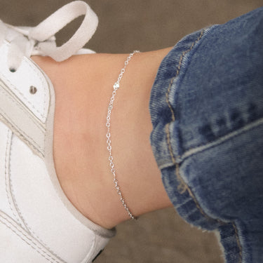 Silver Flat Diamond Cut Anklet